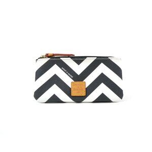 Dooney & Bourke Black White Chevron Zip Pouch
